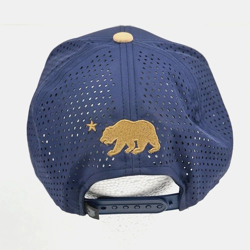 California Republic Bear Flat Brim Snapback Baseball Cap Hat Adult OS Blue Gold